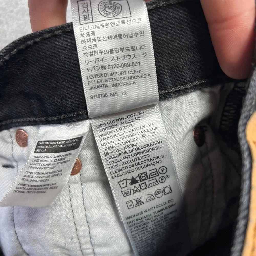 Levis 501 Jeans Mens 30x 32 Black Faded Original Straight‎ Denim 29x30 Actual